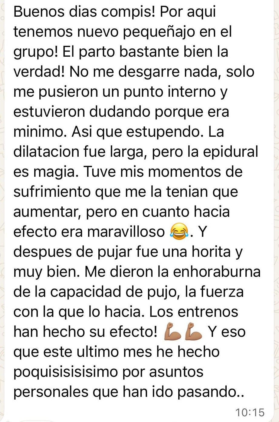Testimonio de parto — Alumna