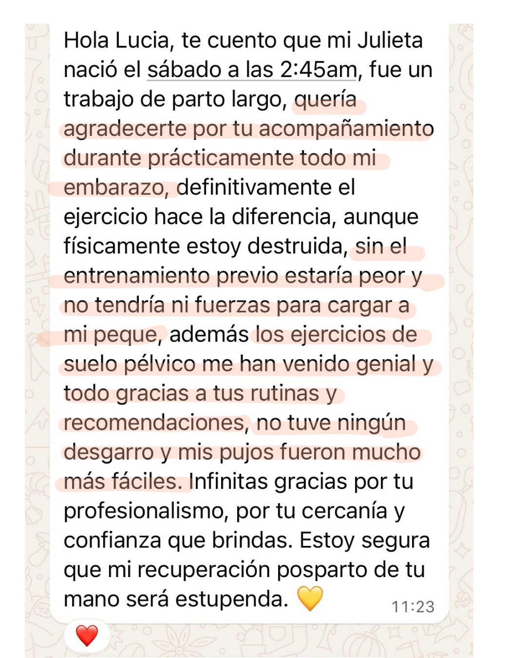 Testimonio de parto — Juliana